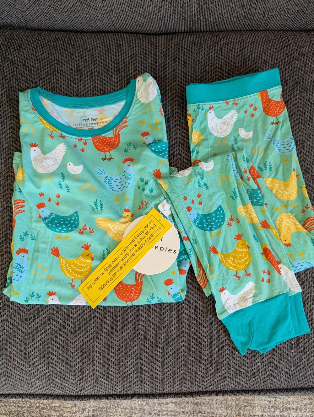 Little Sleepies Cozy Coop Chicken Print Bamboo Pajamas 9/10